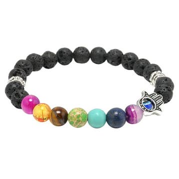 Fako Bijoux - Buddha Armband - Reiki Hamsa - Lavasteen, Verzenden, Nieuw