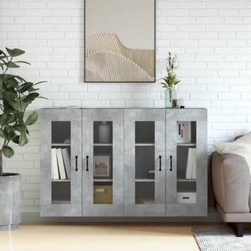 vidaXL Hangkasten 2 st bewerkt hout betongrijs, Minder dan 50 cm, Verzenden, Nieuw, Minder dan 100 cm