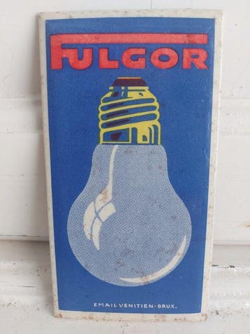 Fulgor - Vintage reclame deurpostbordje Fulgor lampen -