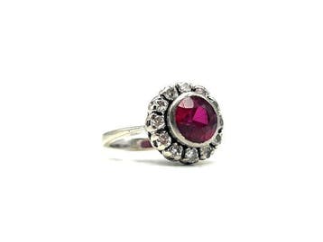 Ring - 18 karaat Witgoud - 1.50ct. tw. Robijn - Diamant, Nieuw