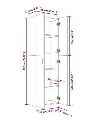 Smalle Kantoorkast met Deuren – Houten Opbergkast 190 cm, Verzenden, Nieuw in verpakking