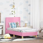 vidaXL Peuterbedframe met hoofdbord Roze 70 x 140 cm Stof, Verzenden, Nieuw, Stof