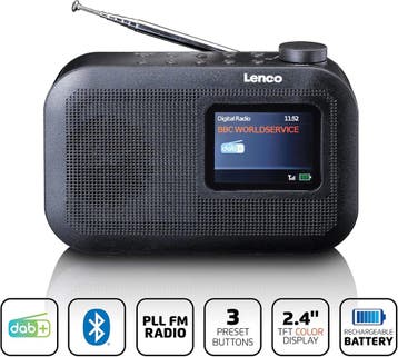 Radio op batterijen - Draagbare radio - DAB+ & FM - Zwart -, Verzenden, Zo goed als nieuw