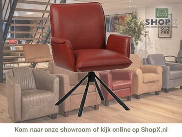 Leren draaibare eetkamerstoel Elite - Granada Rouge (rood), 60 tot 90 cm, Nieuw, Leer, Ophalen of Verzenden