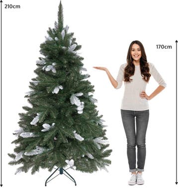 2dekans | PristinePine Volle Kunstkerstboom met sneeuw 210cm, Ophalen of Verzenden, Zo goed als nieuw