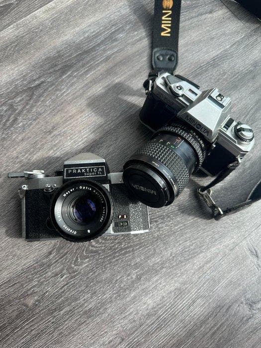 Praktica, Minolta Super TL+ Meyer 1.8/50mm / X-300 + MD Zoom, Audio, Tv en Foto, Fotocamera's Analoog