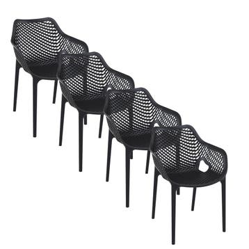 Garden Impressions Air XL design tuinstoel zwart 4 stuks, Verzenden, Nieuw