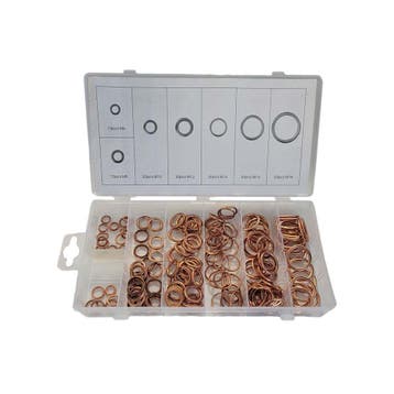 Assortiment gevulde koperen carterplugringen 150-delig, Auto diversen, Verzenden, Nieuw