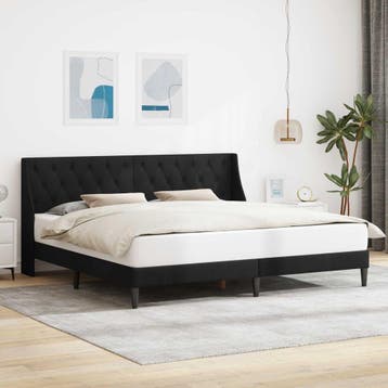 vidaXL Bedframe met hoofdeinde Zwart 180 x 200 cm Fluweel, Verzenden, Zwart, Stof, Nieuw