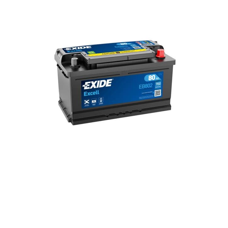 Exide Excell accu | EB802 | 12V 80Ah, Auto-onderdelen, Accu's en Toebehoren, Ophalen of Verzenden