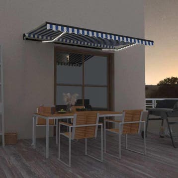 vidaXL Handmatig knikarmscherm met solar LED 4,5 x 3,5 m, Verzenden, Nieuw