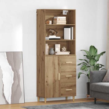 vidaXL buffetkast Artisan Eiken 69,5 x 32,5 x 180 cm Bewerkt, Minder dan 50 cm, Verzenden, Nieuw, Minder dan 100 cm