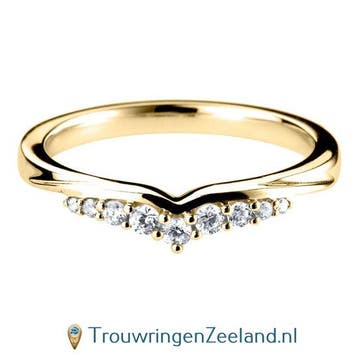 Aanschuifring in 9/18 karaat geelgoud V-vorm met 9 diaman..., Verzenden, Nieuw