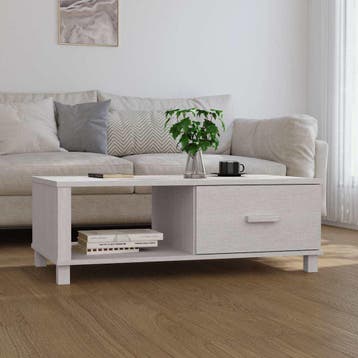 vidaXL Salontafel HAMAR 100x55x35 cm massief grenenhout wit, 100 tot 150 cm, Verzenden, Nieuw, 50 tot 100 cm