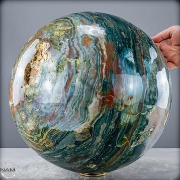 Massieve Ocean Jaspisbal – monumentaal uniek stuk met