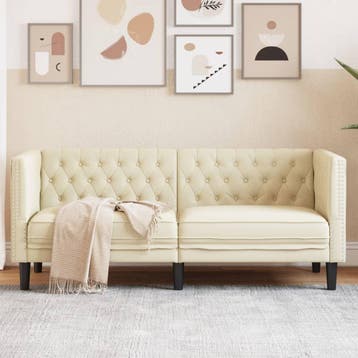 vidaXL Tweezitsbank Chesterfield-stijl kunstleer, Verzenden, Leer, Minder dan 150 cm, Nieuw