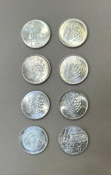 Vaticaan en San Marino. 500 Lire 8 monete da Lire 500 in