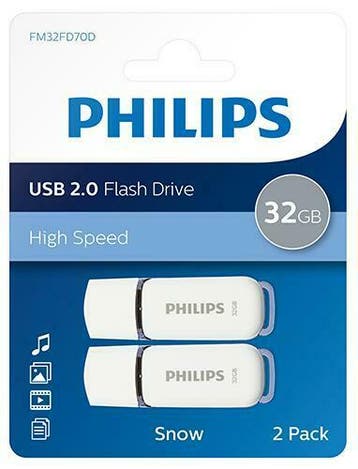 Philips | USB Stick | 32 GB | USB 2.0 | Snow | 2 Stuks, Computers en Software, USB Sticks, Verzenden, Nieuw