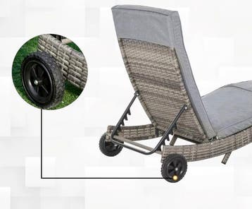 S-Vormige Verstelbare Rotan Ligstoel - Ergonomisch ontwerp, Verzenden, Nieuw, Metaal, Inklapbaar