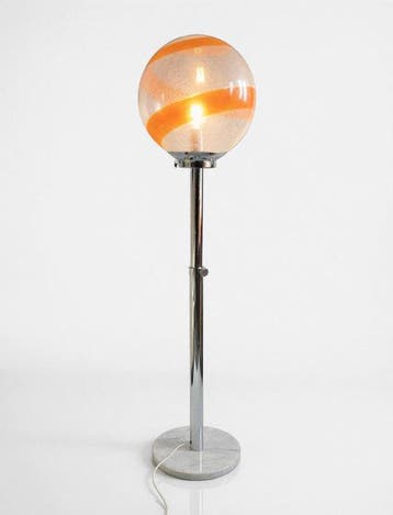 Staande lamp - Glas, Metaal, Marmer - Vloerlamp Space Age,
