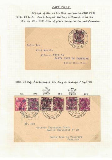Spaanse Koloniën 1916 - Kaap Juby 1916: twee zeldzame, Gestempeld