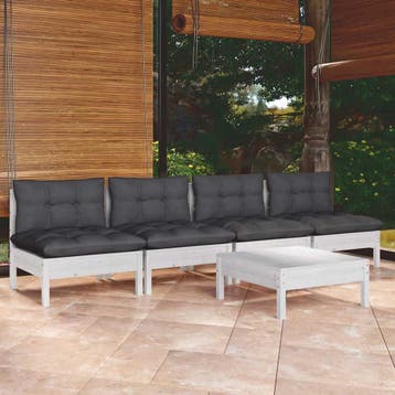 vidaXL 5-delige Loungeset met antracietkleurige kussens, Verzenden, Nieuw, Loungeset
