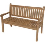 Teak tuinbank gebogen rug 130 cm, Ophalen of Verzenden, Nieuw