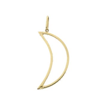 Gouden hanger van een maan met zirconia (Hanger of bedel), Ophalen of Verzenden, Gebruikt, Goud, Overige merken