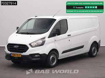 Ford Transit Custom 105pk L2H1 Airco Cruise Parkeersensoren, Stof, Gebruikt, Euro 6, Wit