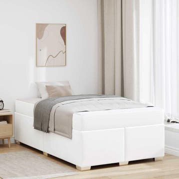 vidaXL Bedframe met matras Wit 120 x 200 cm Stof, Huis en Inrichting, Slaapkamer | Bedden, Verzenden, Nieuw, Wit, Stof
