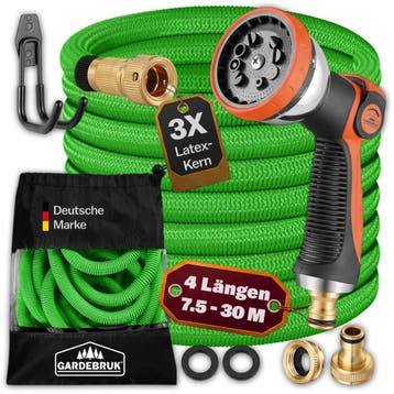 Tuinslang Flexibel 7,5m Latex Kern Massief Messing Groen, Verzenden, Nieuw