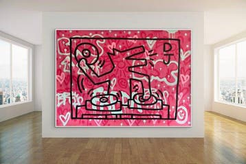 Freda People - Super Rare Haring Wall XXL, Antiek en Kunst, Kunst | Schilderijen | Modern