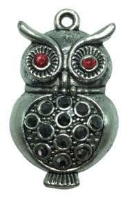 1 x uil hanger  met strass steentjes 38 mm oogje 2 mm zwart, Ophalen of Verzenden, Nieuw, Bedel