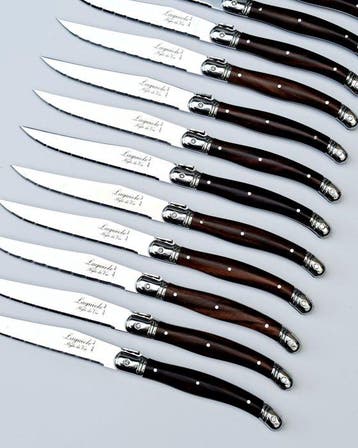 Laguiole - 12x Steak Knives - Dark Brown - style de -