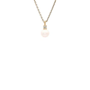 Gouden hanger met parel en diamant 14 karaat* nieuw, Verzenden, Zo goed als nieuw, Goud