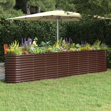 vidaXL Plantenbak 332x40x68 cm gegalvaniseerd staal bruin, 100 cm of meer, Verzenden, Nieuw, Metaal