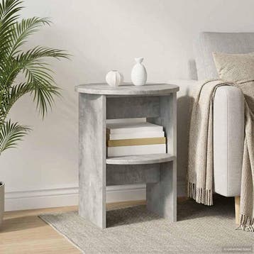 vidaXL Bijzetkast Beton Grijs Ø40 x 50 cm Geconstrueerd hout, Verzenden, Nieuw, Overige houtsoorten, Minder dan 100 cm
