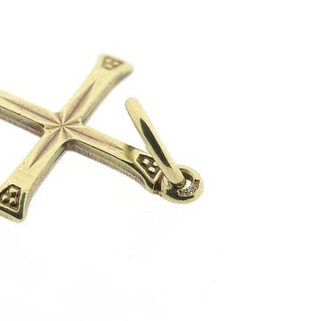 Gouden hanger van een kruis (Hanger of bedel), Ophalen of Verzenden, Gebruikt, Goud, Overige merken
