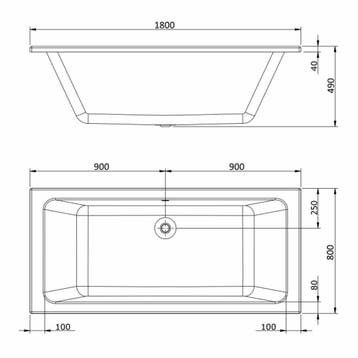 Ligbad Duo Xipe Inbouw 180X80X49 Cm Wit, Ophalen of Verzenden, Nieuw