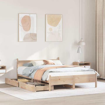 vidaXL Bedframe zonder matras massief grenenhout 120x190 cm, Bruin, Verzenden, Nieuw, 190 cm of minder