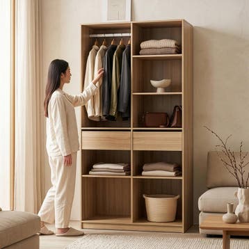 Open kledingkast Vippsaki met 7 vakken 2 lades 200x100x50 cm, Verzenden, Nieuw