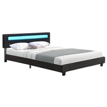 Gestoffeerd bed Paris - 180 x 200 cm - Zwart - LED Verlichti, Verzenden, Nieuw