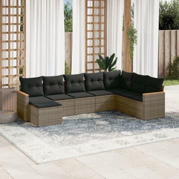 vidaXL 8-delige Loungeset met kussens poly rattan grijs, Tuin en Terras, Verzenden, Nieuw, Loungeset