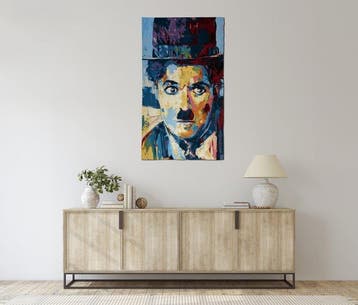 1,20 x 0,70 meter !!! Charlie Chaplin - Prachtig portret op
