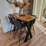 Eettafel | eiken tafel | Eetkamertafel | Bar | Boomstamtafel, Ophalen of Verzenden, Nieuw, Metaal, 50 tot 100 cm