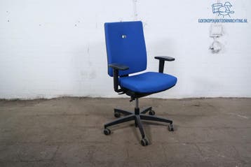 Viasit bureaustoel blauw ergonomisch verstelbaar zwart frame, Huis en Inrichting, Bureaustoelen, Verzenden, Gebruikt, Bureaustoel
