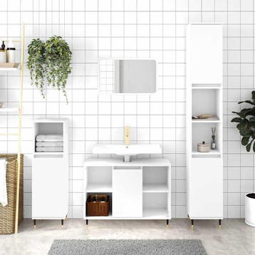 vidaXL Badkamerkast 80x33x60 cm bewerkt hout wit, Verzenden, Nieuw