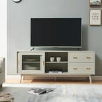 Tv-meubel Susa met lades en schuifdeuren met glas 160x40x65, Verzenden, Nieuw