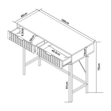 Consoletafel Luniehti met 2 lades zwart en naturel 100x40x75, Verzenden, Nieuw