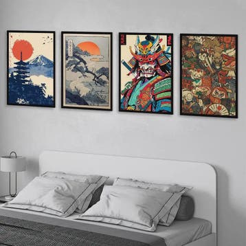 Japanse Vintage Poster Wanddecoratie Canvas - Stijlvolle Kun, Verzenden, Nieuw